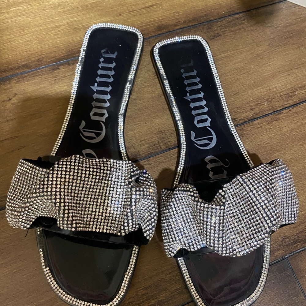 Juicy Couture Womens Yippy Rhinestone bling Glitter Sandal slides - Picture 1 of 4